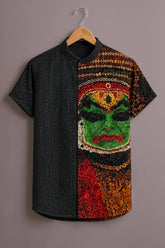 Men's Black Kathakali Print Shirt