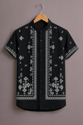 Men's Black Premium Printed Shirt