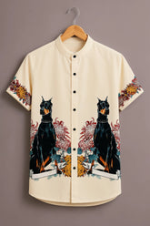 Men's Cream Doberman Print Shirt