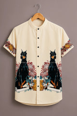Men's Cream Doberman Print Shirt