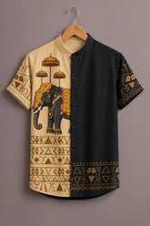 Men's Black Elephant Print Shirt