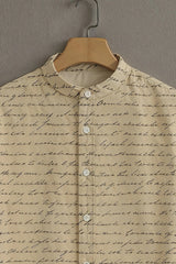 Men's Beige Casual Shirt with Script Print
