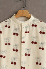 Men's Cream Casual Shirt with Cherry Print