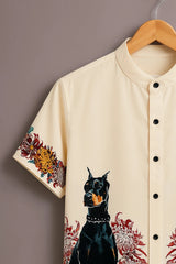 Men's Cream Doberman Print Shirt