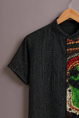 Men's Black Kathakali Print Shirt