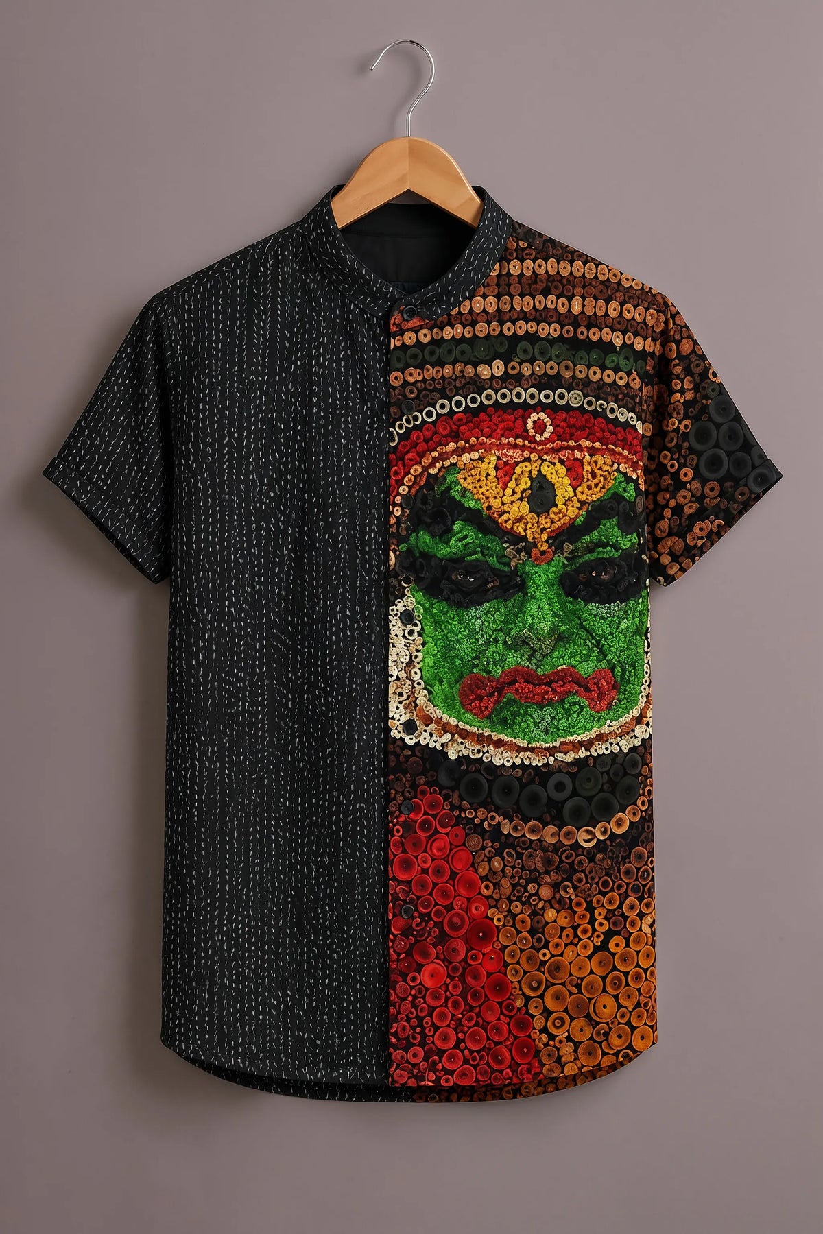 Men's Black Kathakali Print Shirt