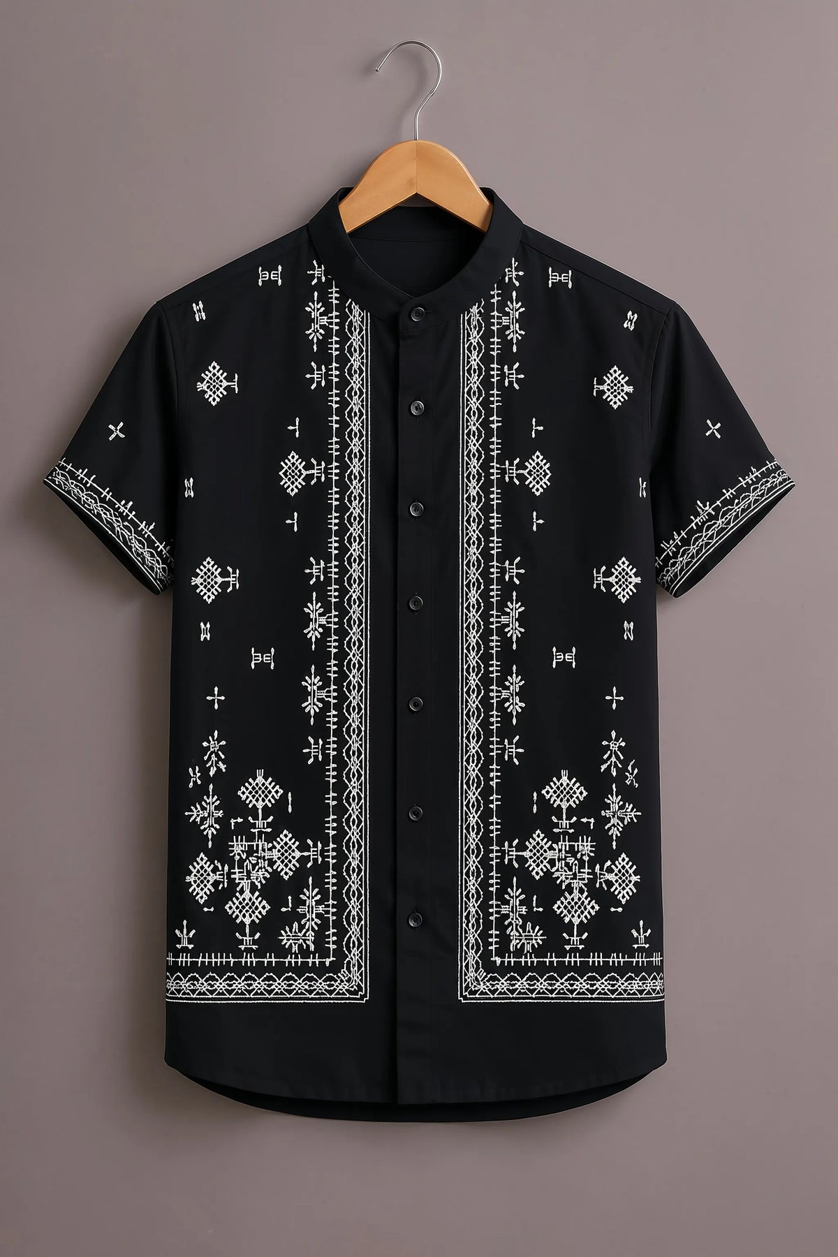 Men's Black Premium Printed Shirt