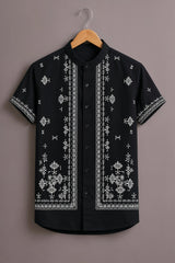 Men's Black Premium Printed Shirt
