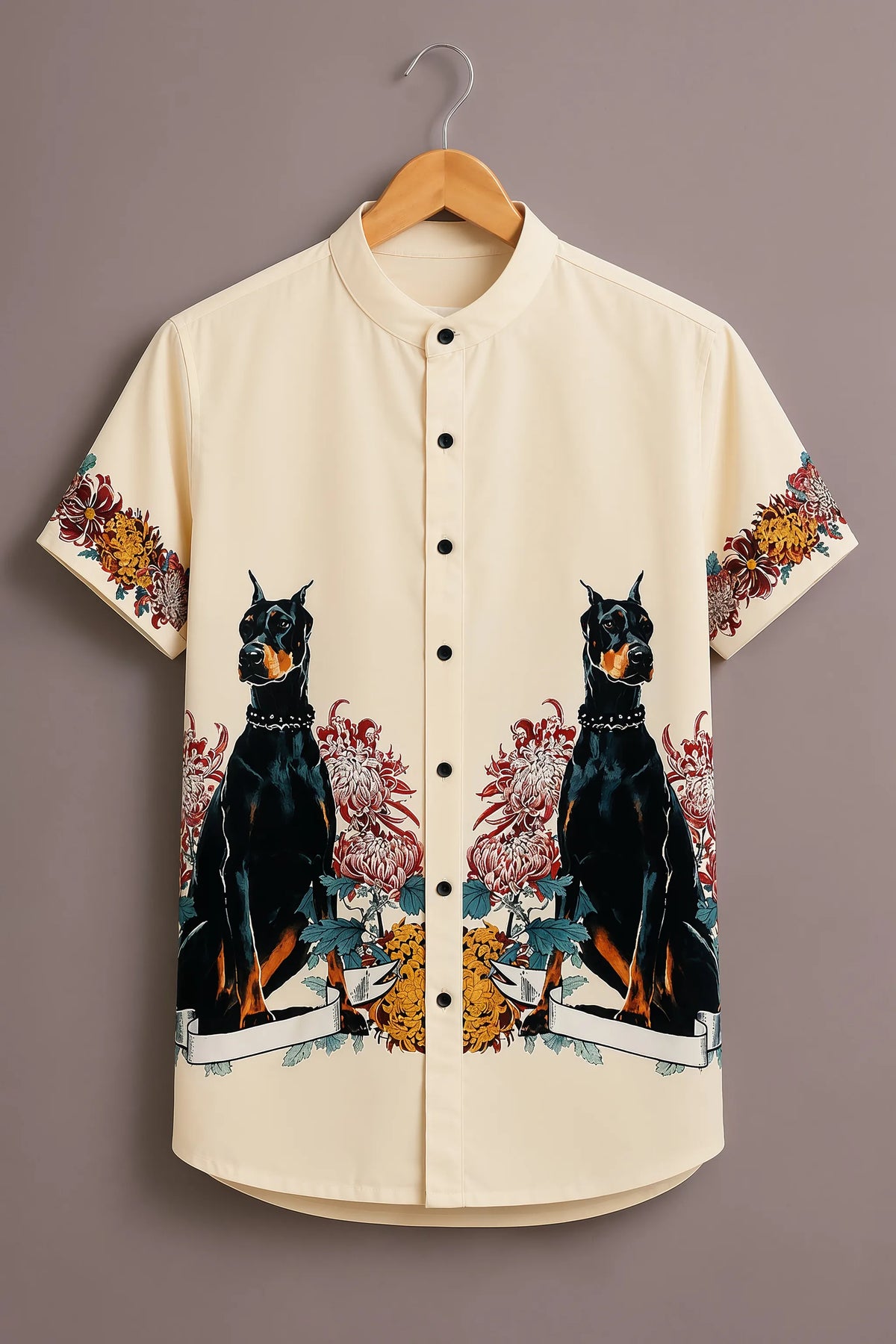 Men's Cream Doberman Print Shirt