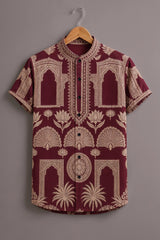 Men's Maroon Royal Designer Shirt