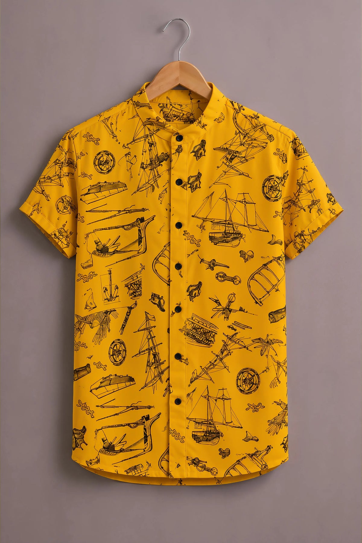 Men's Yellow Nautical Print Shirt