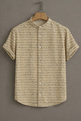 Men's Beige Casual Shirt with Script Print