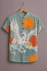 Men's Sky Blue Mythical Print Shirt