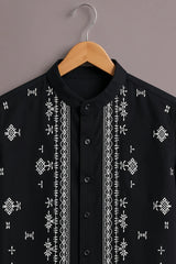 Men's Black Premium Printed Shirt