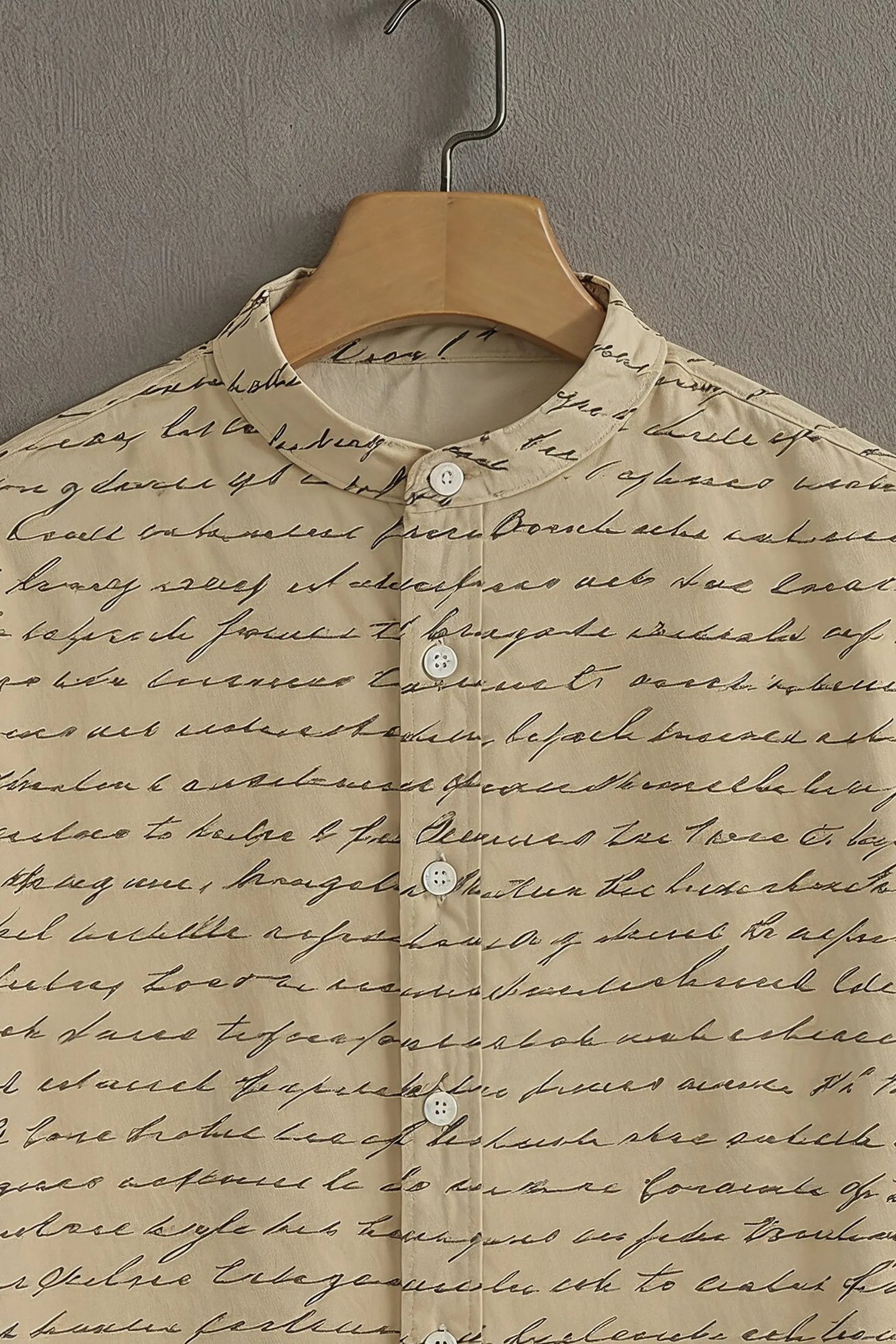 Men's Beige Casual Shirt with Script Print