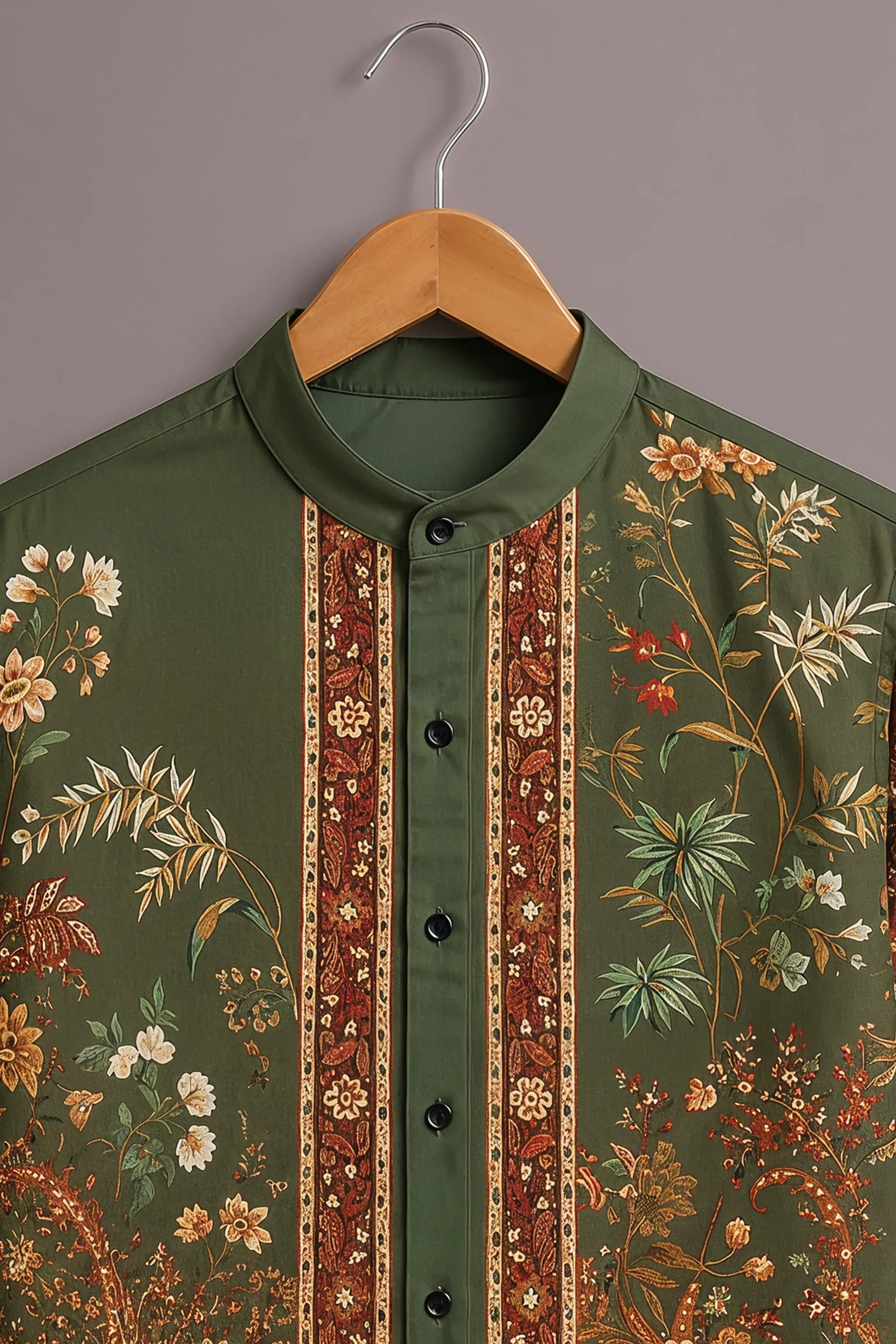 Men's Olive Classic Print Shirt