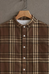 Men's Brown Casual Shirt with Classic Check Print