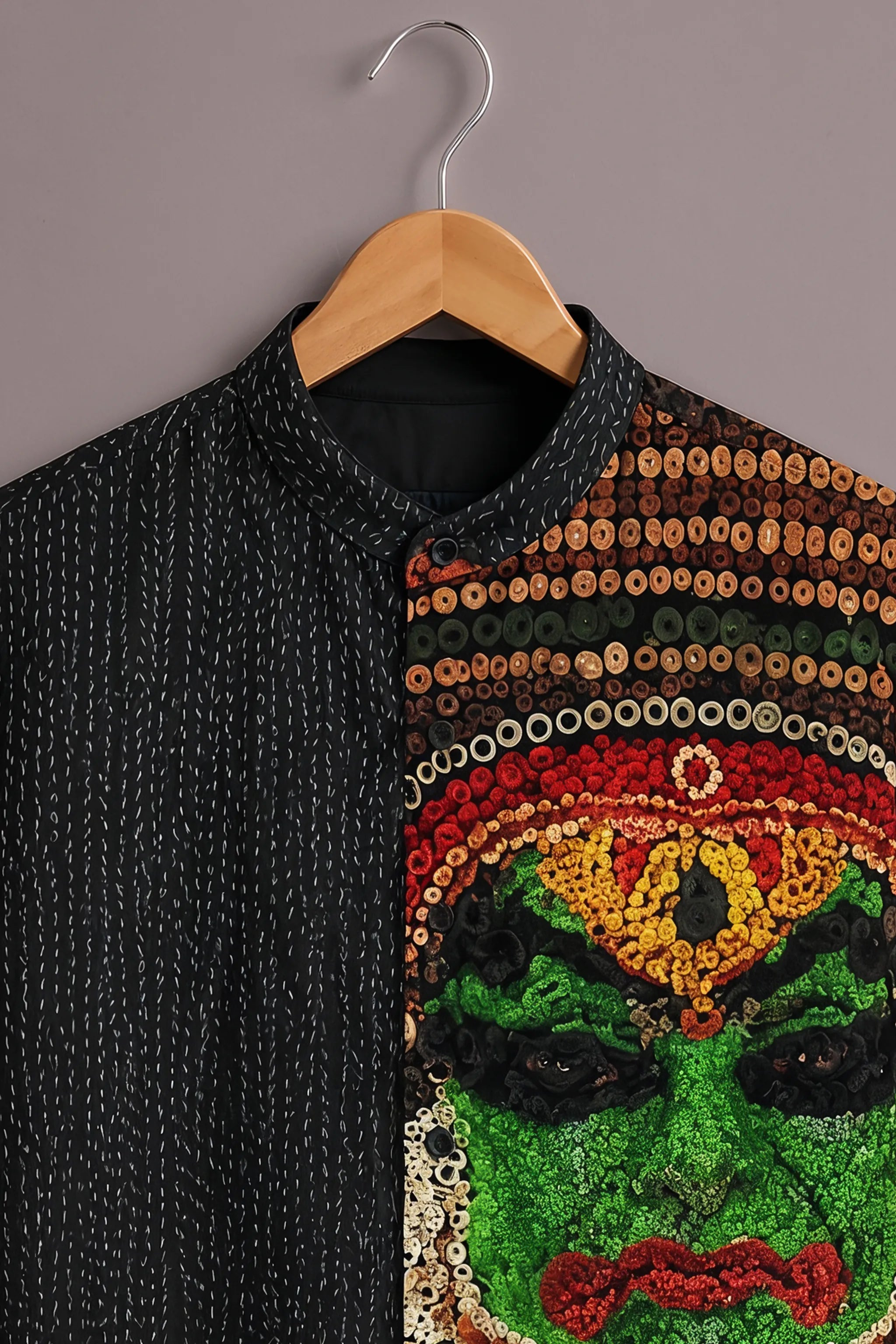 Men's Black Kathakali Print Shirt