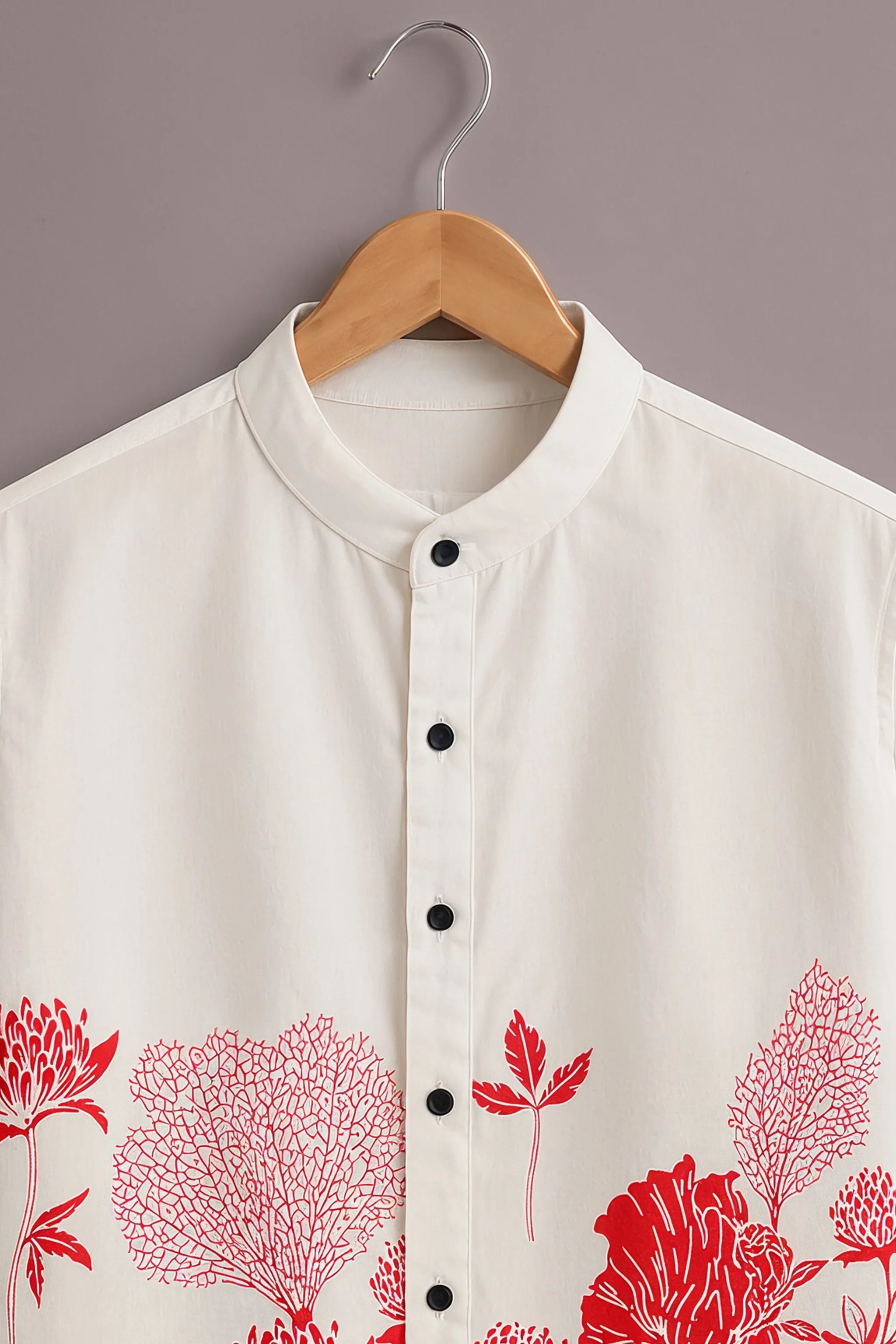 Men's White Floral Designer Half Sleeve Shirt