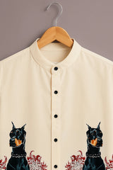 Men's Cream Doberman Print Shirt