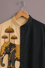 Men's Black Elephant Print Shirt