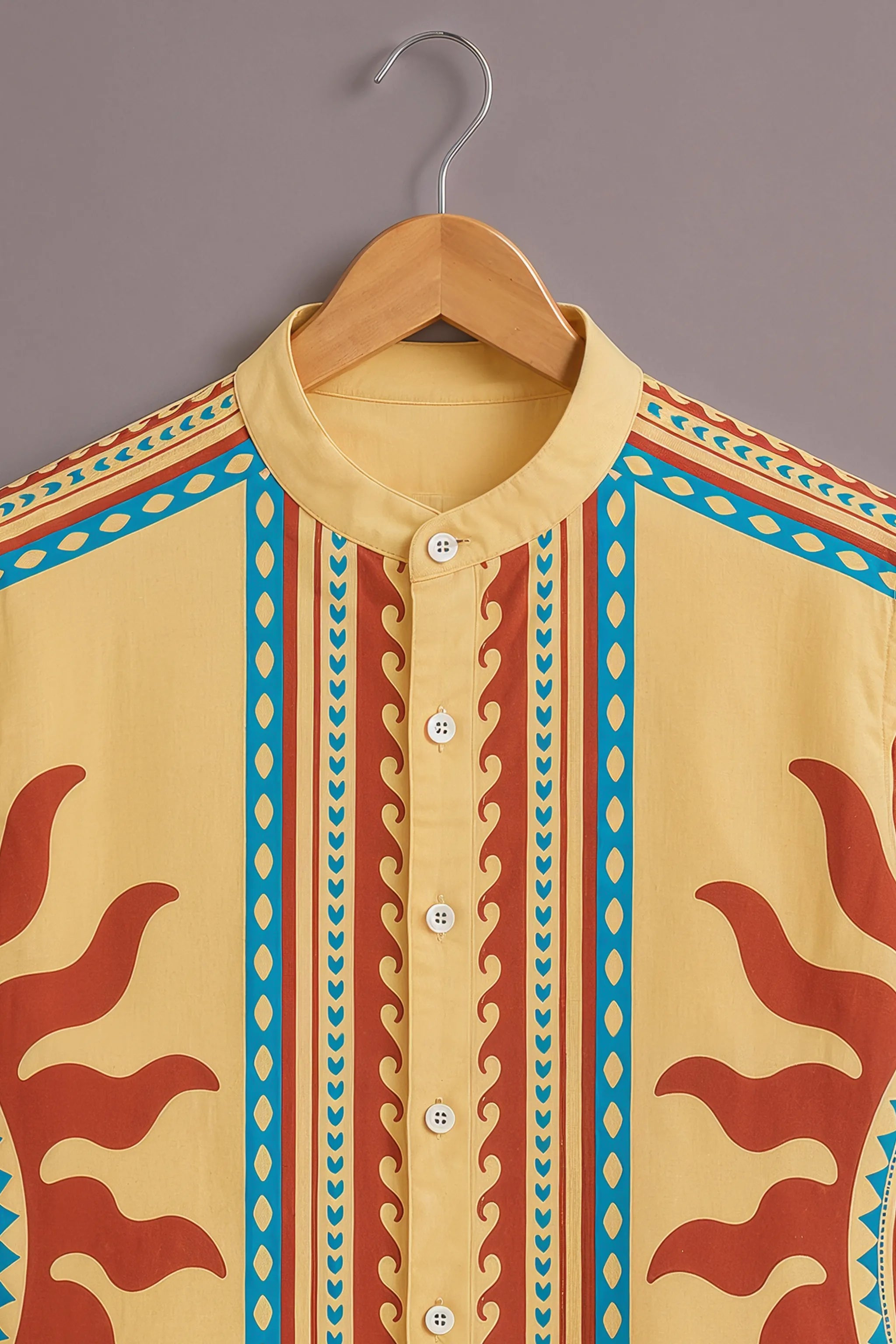 Men's Mustard Tribal Print Shirt