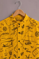 Men's Yellow Nautical Print Shirt
