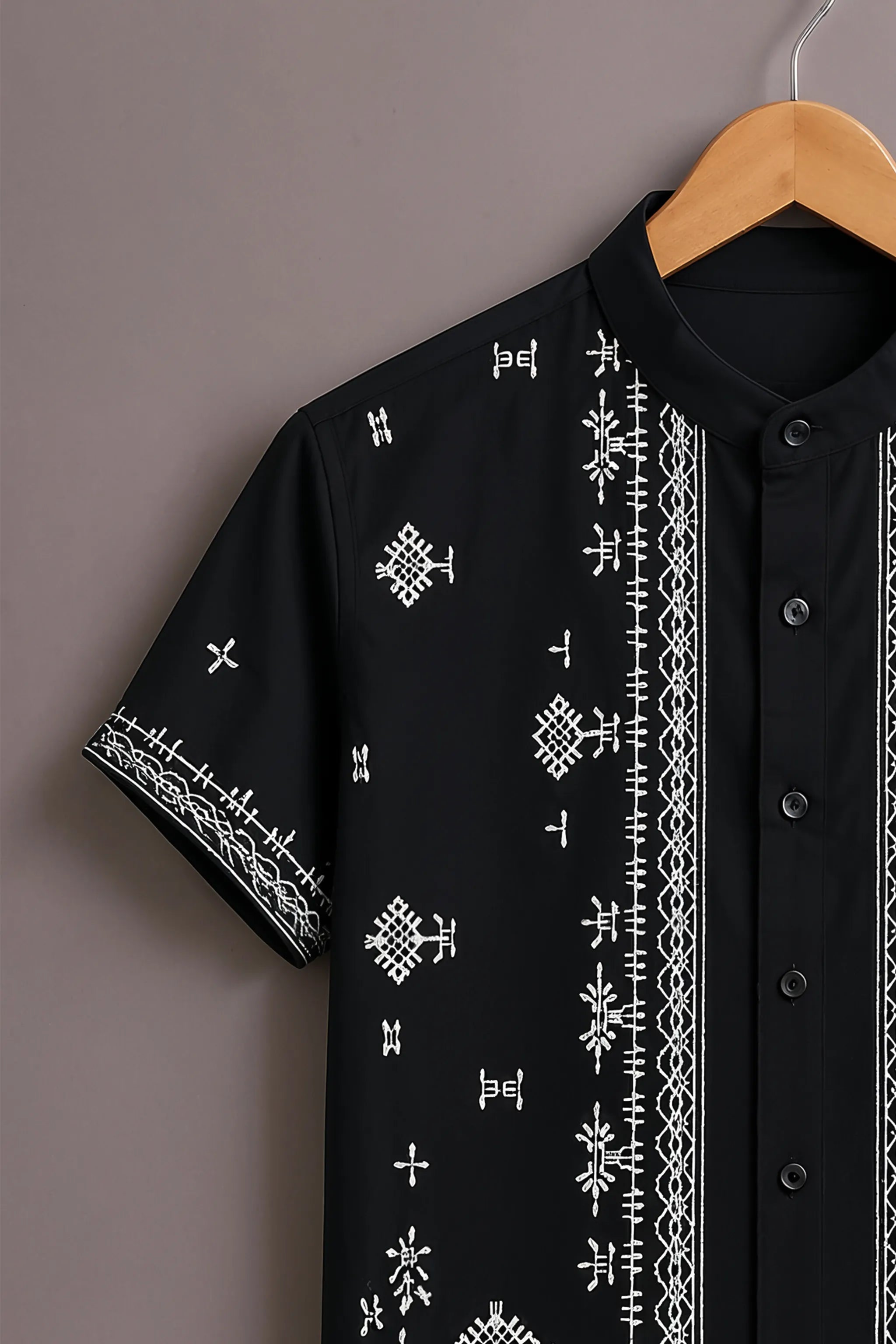 Men's Black Premium Printed Shirt
