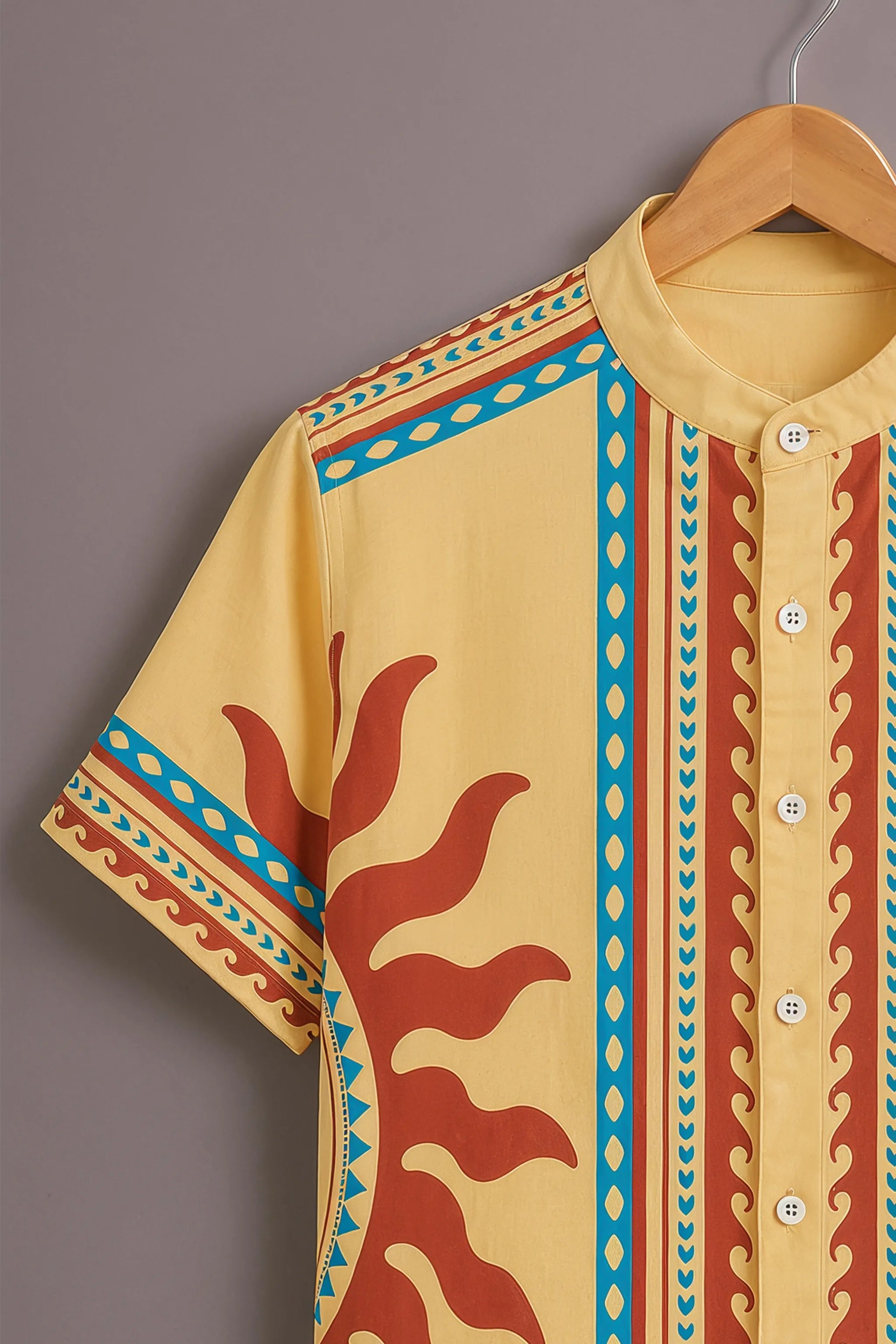 Men's Mustard Tribal Print Shirt