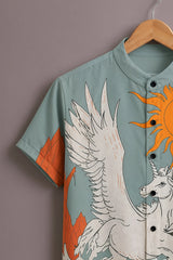 Men's Sky Blue Mythical Print Shirt